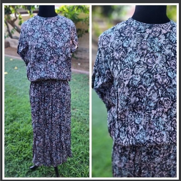 Vintage sketched floral dress - Picture 5 of 5